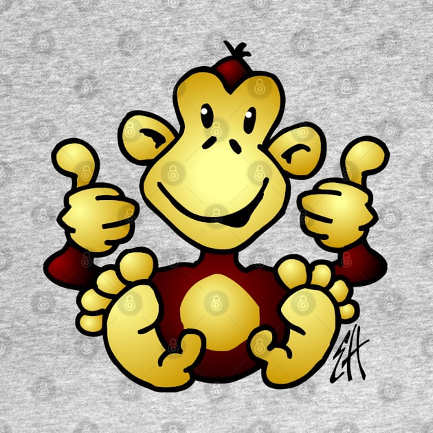 Monkey with  four thumbs up by Cardvibes